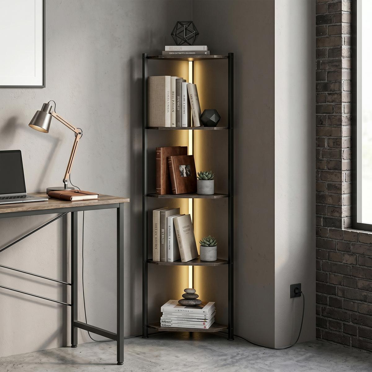 BÜCHERREGAL Spanplatte Stahl Rustikal Braun - Schwarz/Braun, Holzwerkstoff/Metall (32/147/32cm) - HOMCOM