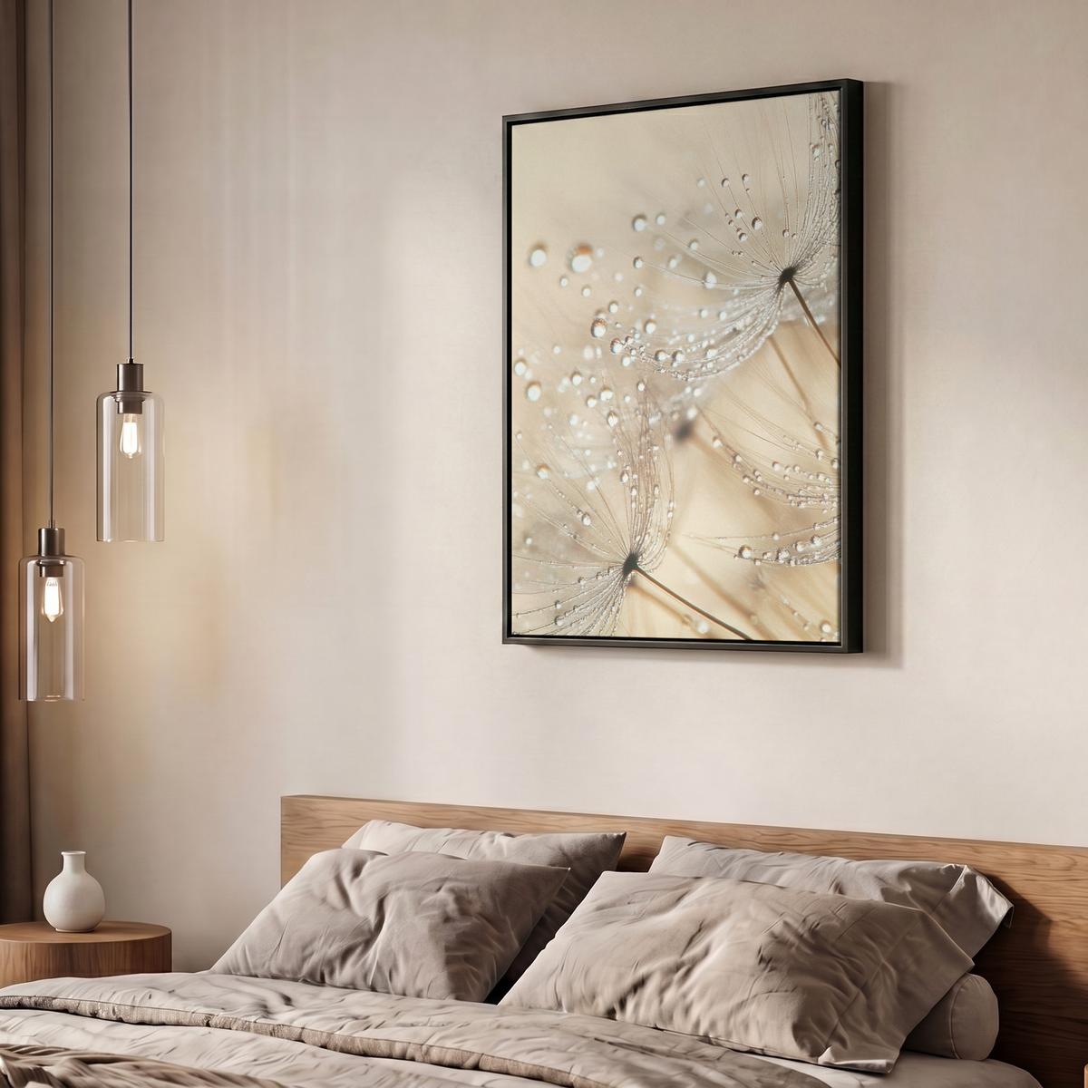 LEINWAND Bilder mit Rahmen - Löwenzahn - Abstrakt - Natur - Beige - 60x80 - Braun, Textil (60/80cm) - MuchoWow