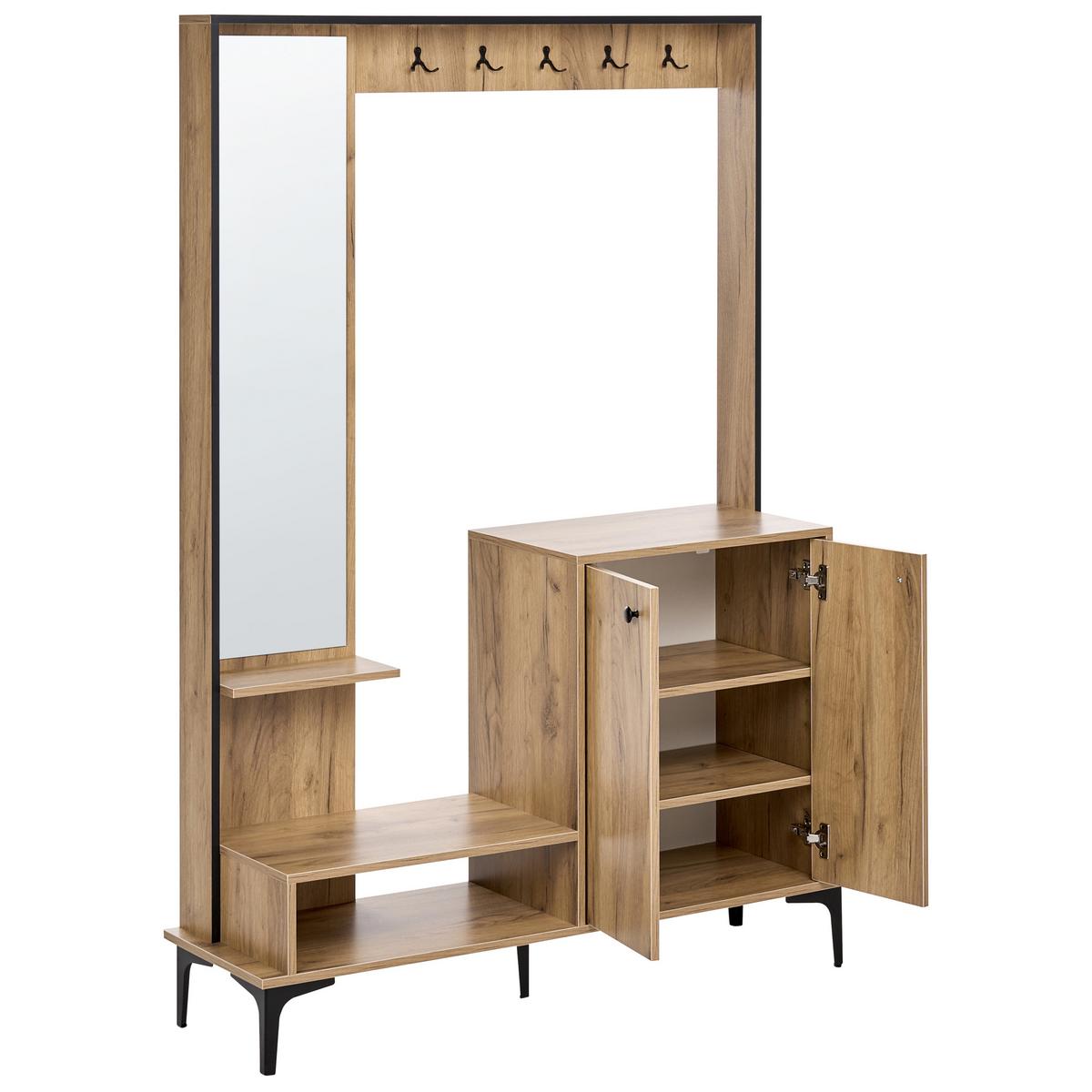 FLUR-SET Hellbraun Broome - Hellbraun/Schwarz, Holzwerkstoff (114/170/35cm) - Beliani