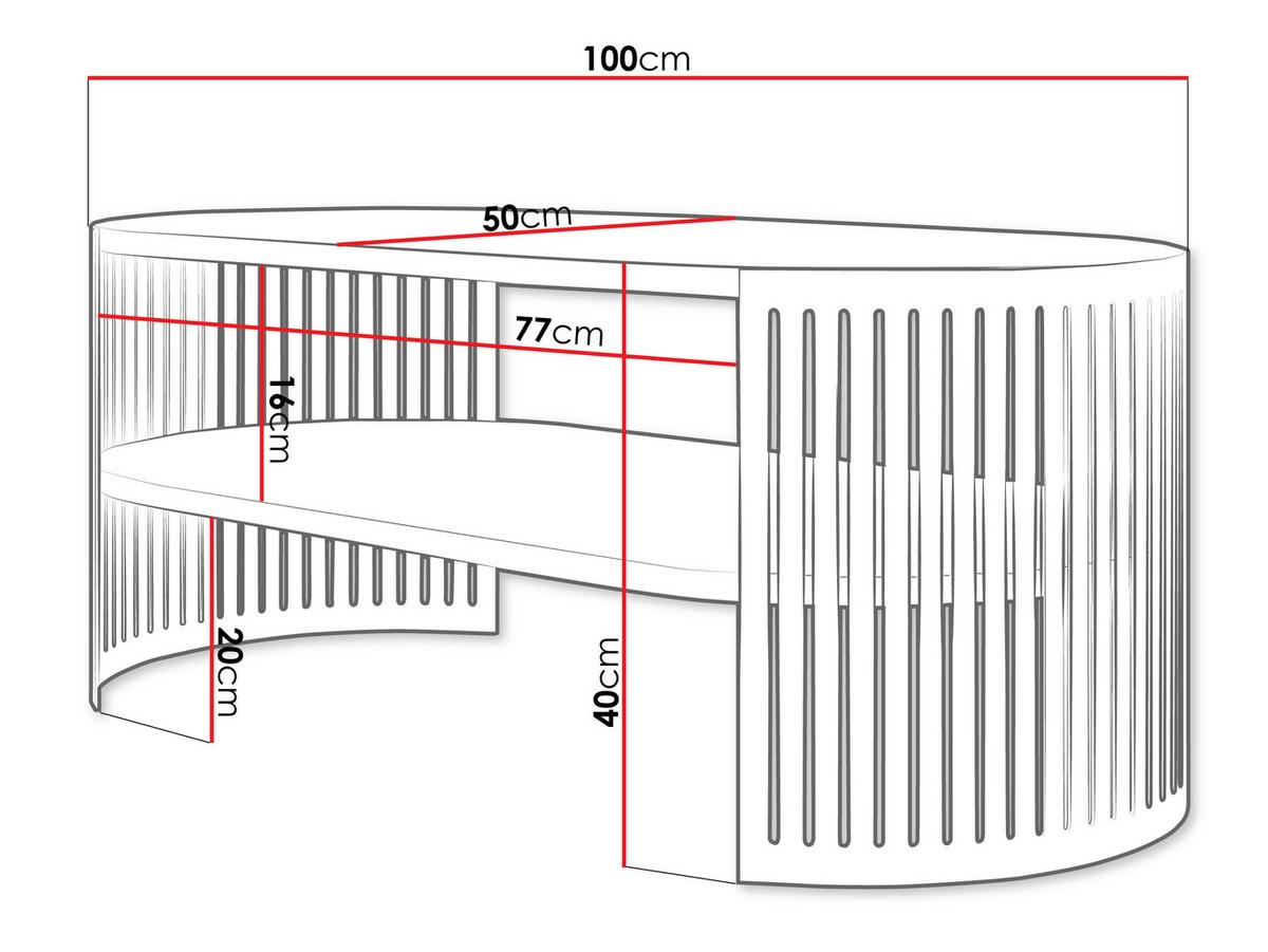 COUCHTISCH Fikoli Oval I - Nussbaumfarben/Schwarz, Holzwerkstoff/Metall (100/50/40cm) - MIRJAN24