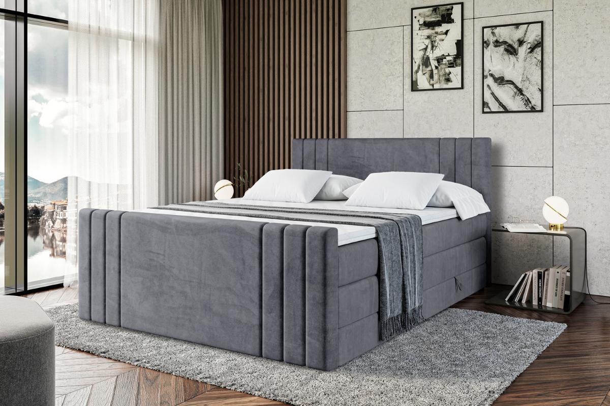 BOXSPRINGBETT IDRIKO-Z KING - 200x200 - H3/H4 - Dunkelgrau - Dunkelgrau, Holzwerkstoff (200/200cm) - ALTDECOR