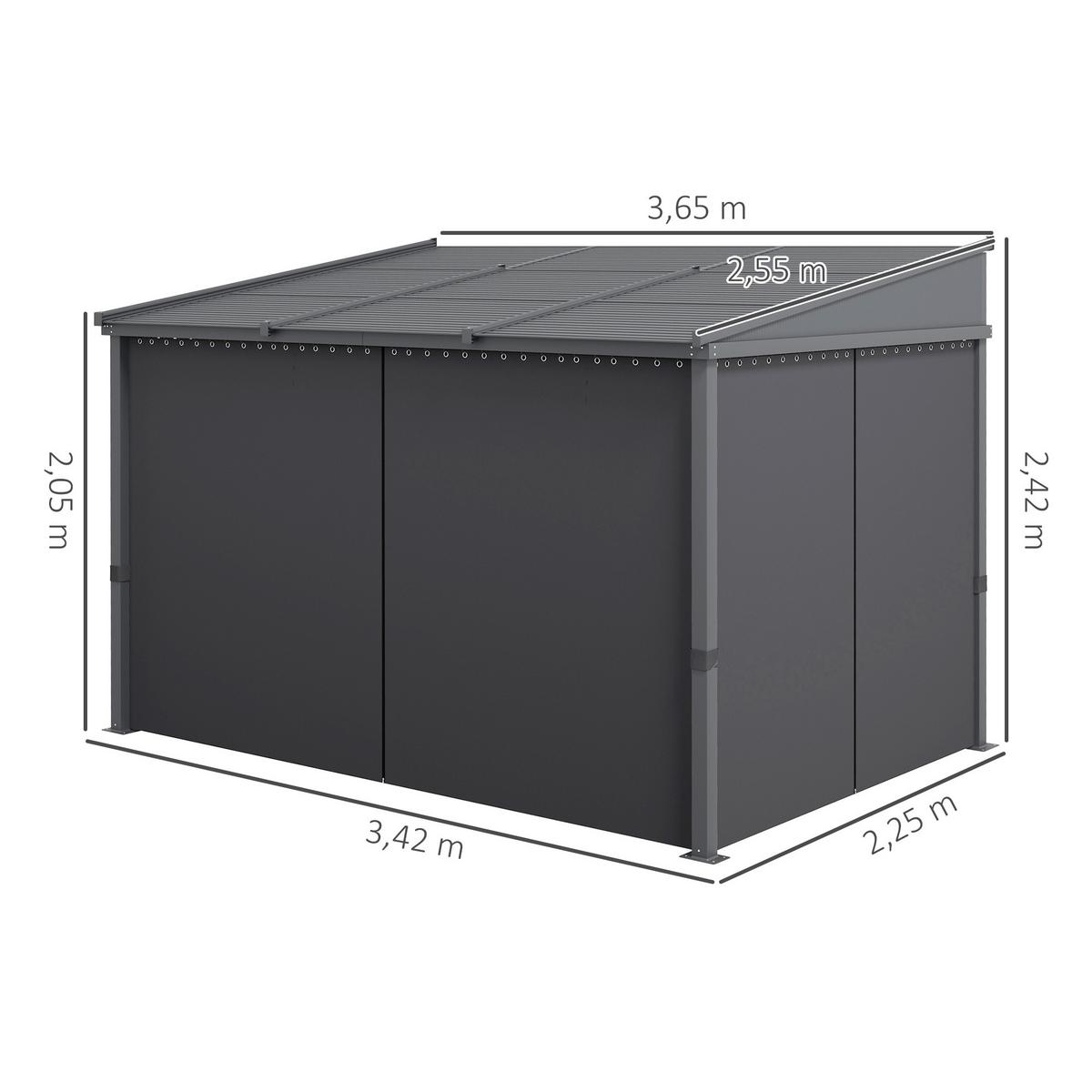 PERGOLA Pavillon, Alu+Metall, Dunkelgrau - Dunkelgrau, Metall (255/242/365cm) - Outsunny