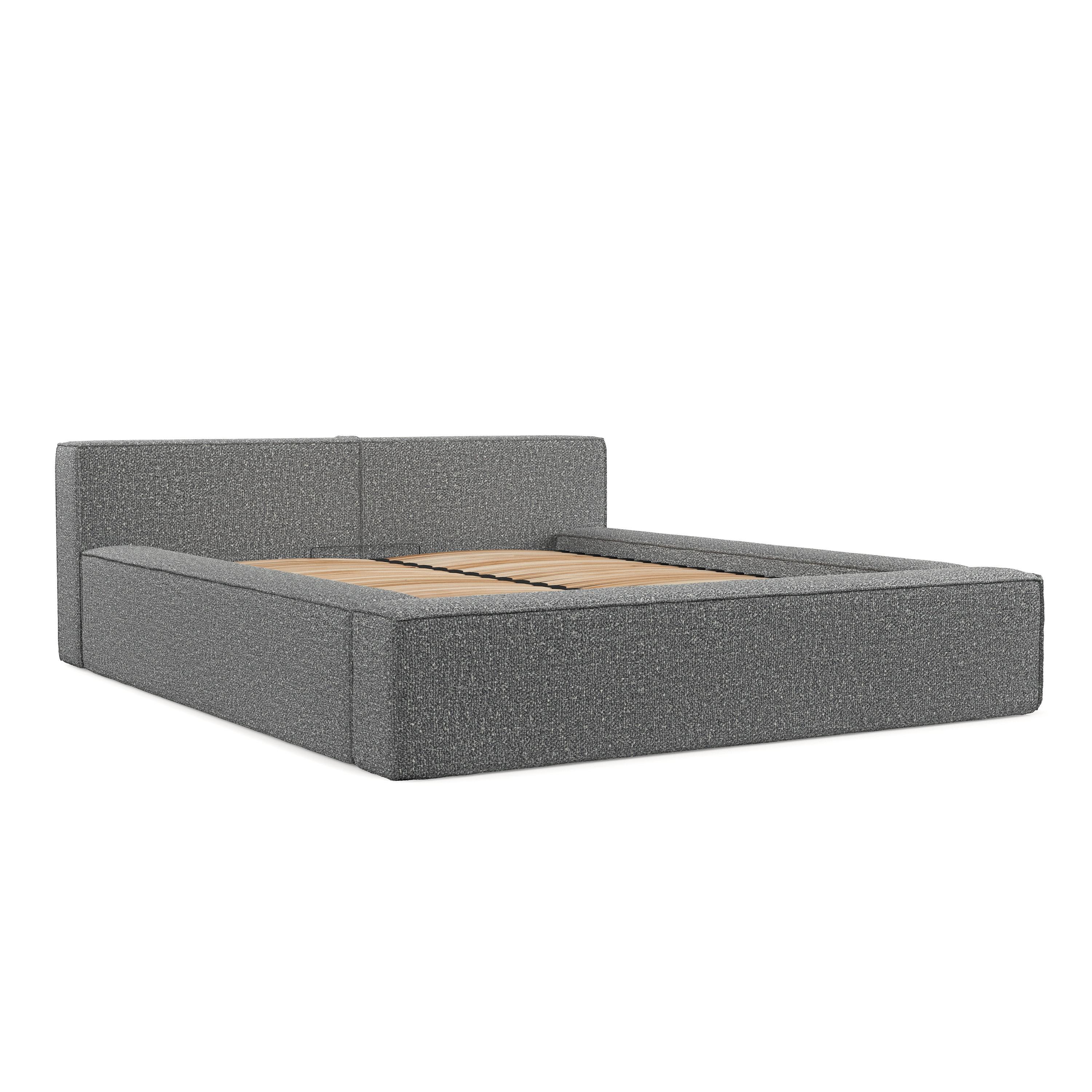 POLSTERBETT Casto mit Stauraum 140/200 cm Hellgrau im Blur Stoff - Hellgrau/Schwarz, Holz/Holzwerkstoff (140/200cm) - AltaBeds