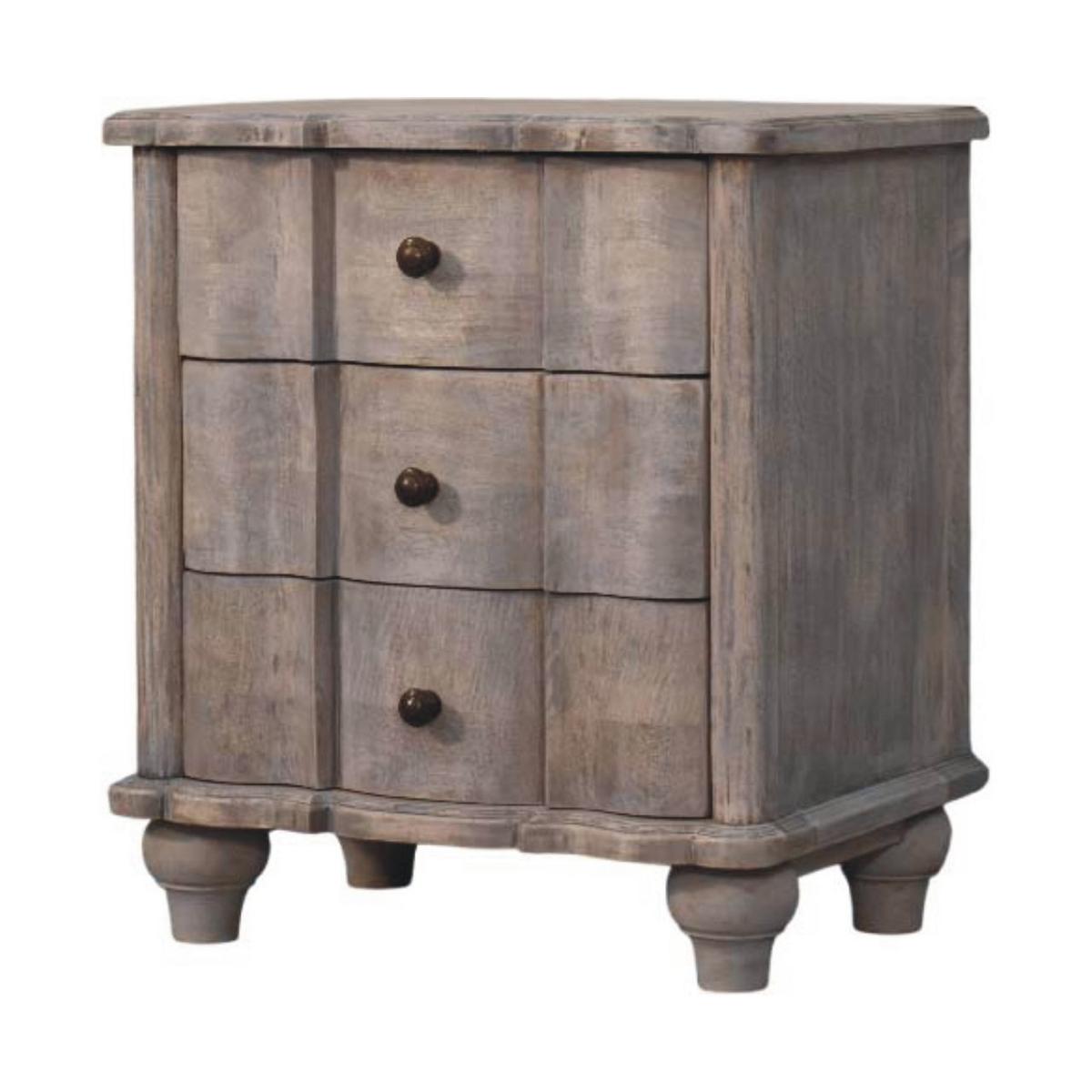 NACHTTISCH mit Acid-Wash-Finish, 3 Schubladen, grau - Grau, Holz (55/63/40cm) - Artisan Furniture