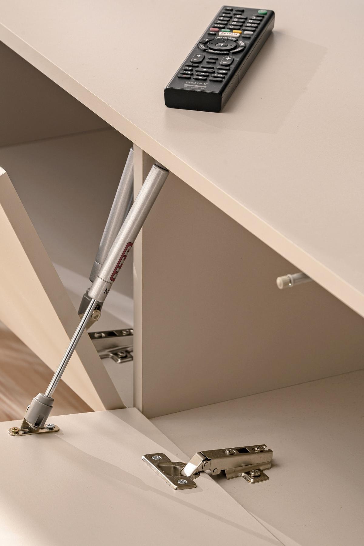 WOHNWAND 4-teilig Sand matt, Eiche Artisan 280 cm, Schrankwand hängend inklusive LED Beleuchtung - Sandfarben/Schwarz, Holzwerkstoff/Kunststoff (280/200/45cm) - Furn.Design