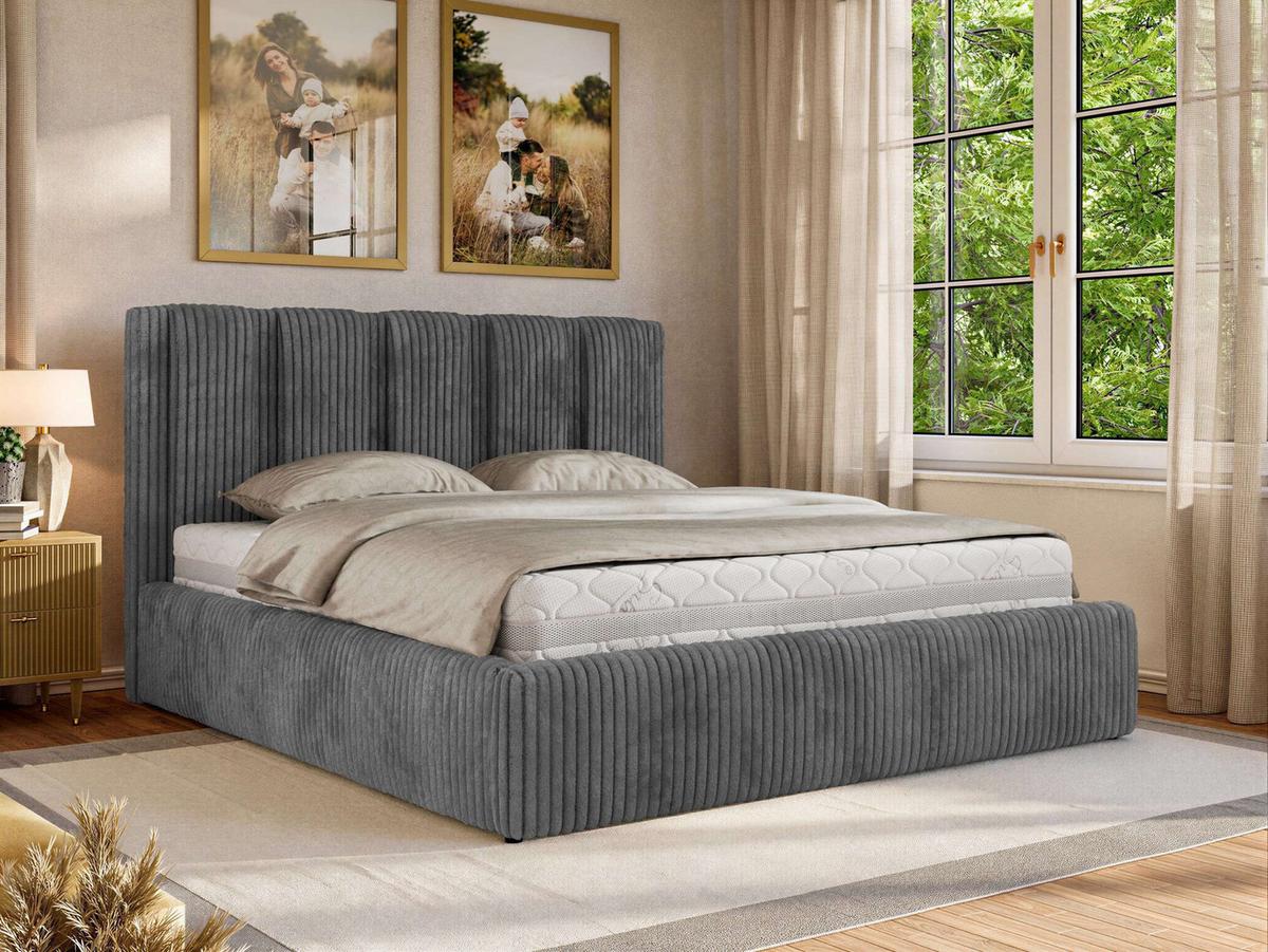 POLSTERBETT SAVINO CLASSIC 140/200 - Grau Cord - Multipocket-Matratze - Grau, Textil (140/200cm) - MKS