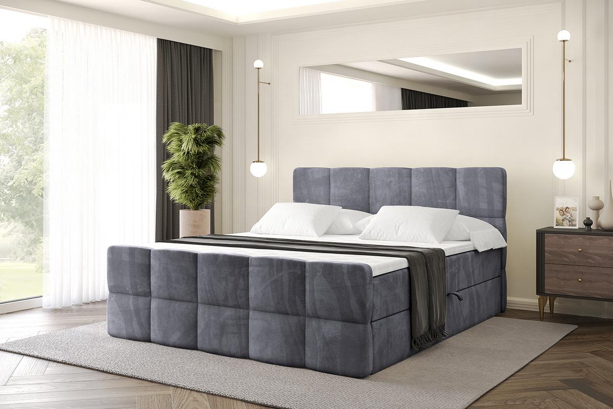 BOXBETT mit Matratze H4 und Lattenrost - LIRO-Z - 120x200 - Dunkelgrau Casablanca - Dunkelgrau, Holzwerkstoff (120/200cm) - ALTDECOR