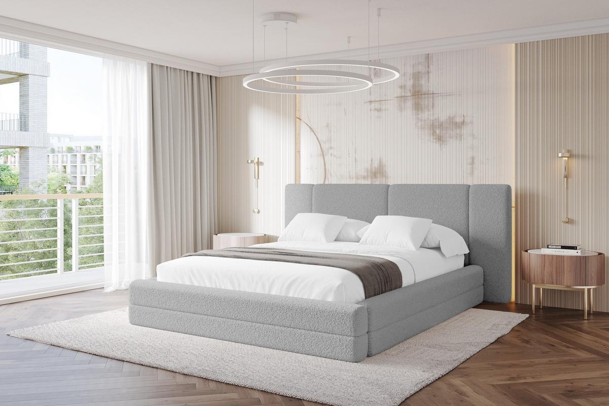 POLSTERBETT mit Bettkasten und Lattenrost, Bett mit Matratze H3/H4 - TEVO 140x200 Hellgrau - Taupe, Holzwerkstoff/Textil (140/200cm) - ALTDECOR
