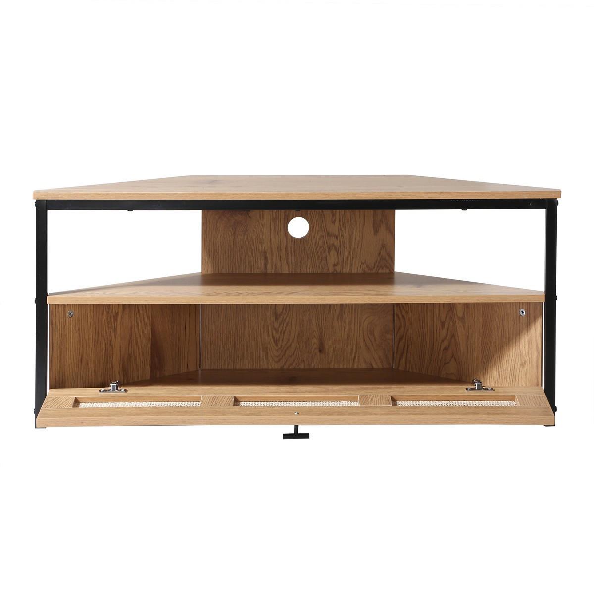 ECK-TV-MÖBEL 1 tür mit rattan-geflecht jaya 30/45/100 cm - Eschefarben, Holzwerkstoff (100/45/36cm) - Calicosy