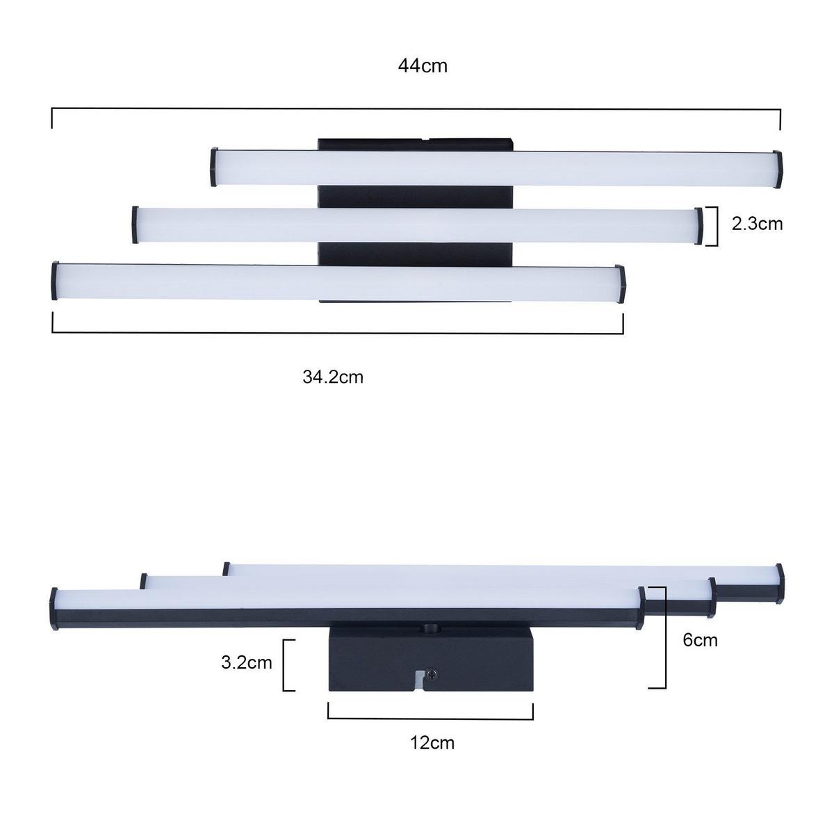 LED-DECKENLEUCHTE Machado 12/44/6cm - Schwarz, Metall (44/12/6cm) - Nettlife