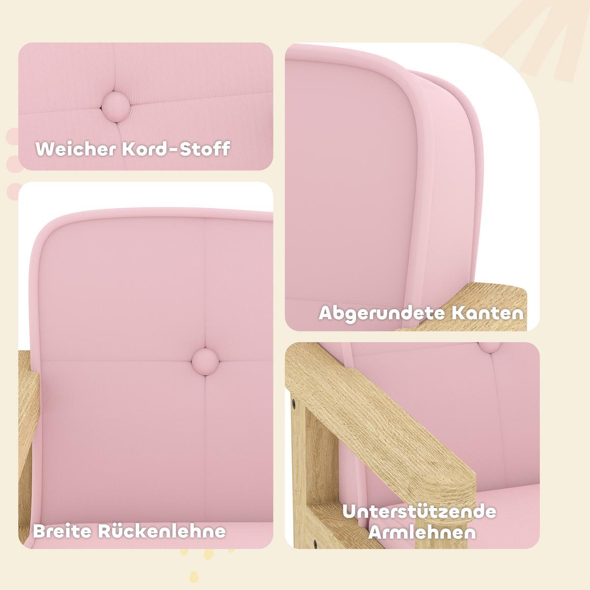 KINDERSESSEL Holzwerkstoff Cord Rosa - Rosa/Naturfarben, Holz/Holzwerkstoff (44/45/46.5cm) - AIYAPLAY