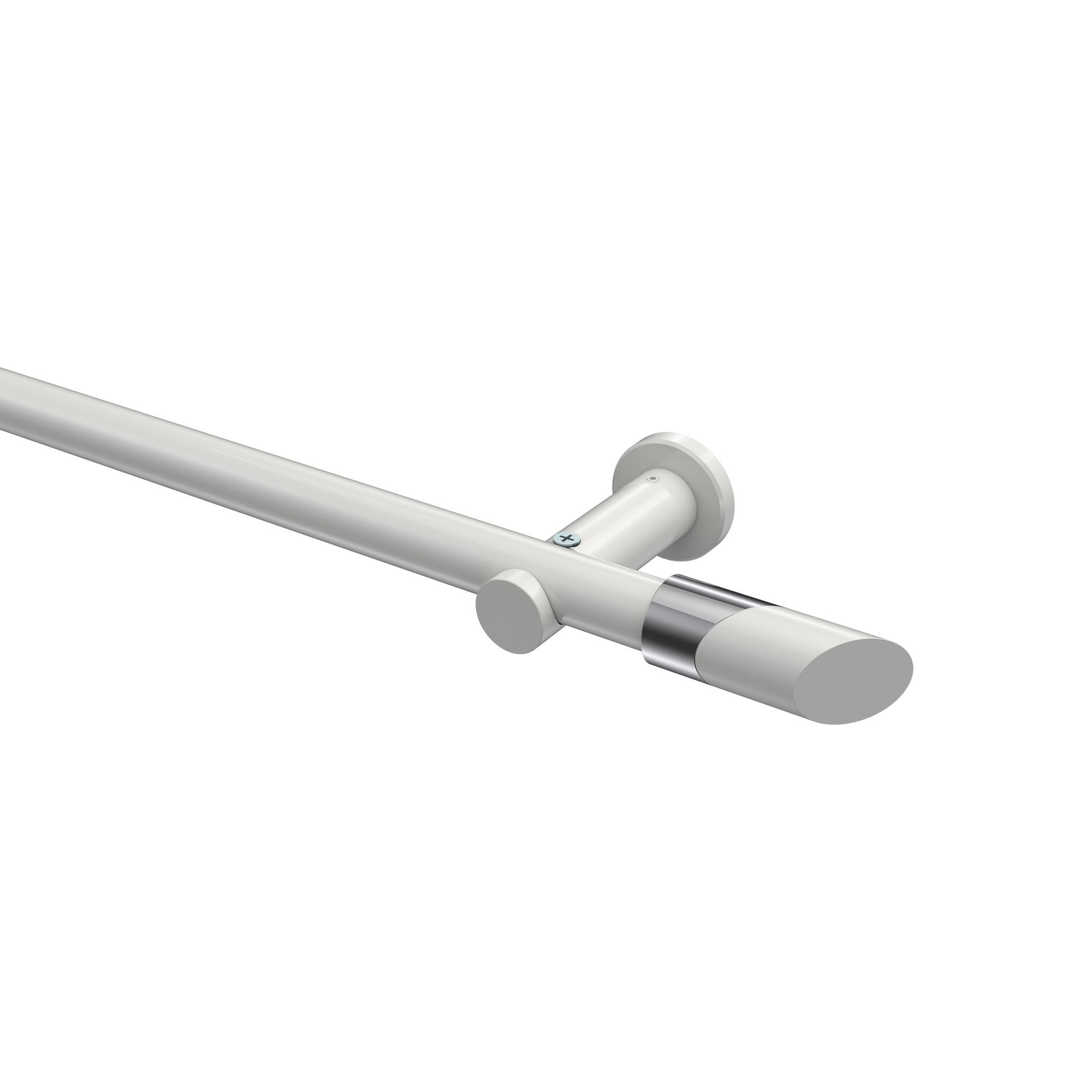GARDINENSTANGE Platon Verano 520 cm (geteilt in 4 x 130 cm), 1-läufig (ohne Ringe), 20 mm Ø Weiß - Chromfarben/Weiß, Metall (520cm) - INTERDECO