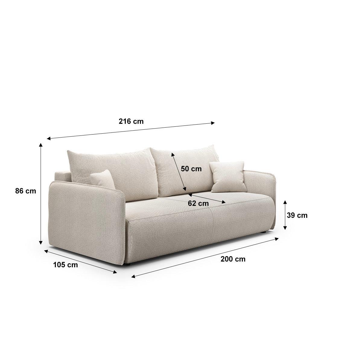 SOFA Claudio 3 Sitzplätze Hellgrau - Grau, Holz (216/86/105cm) - Petits-meubles