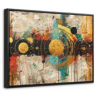 LEINWAND Bilder mit Rahmen - Abstrakt - Kunst - Gold - Modern - 40x30 - Multicolor, Textil (40/30cm) - MuchoWow
