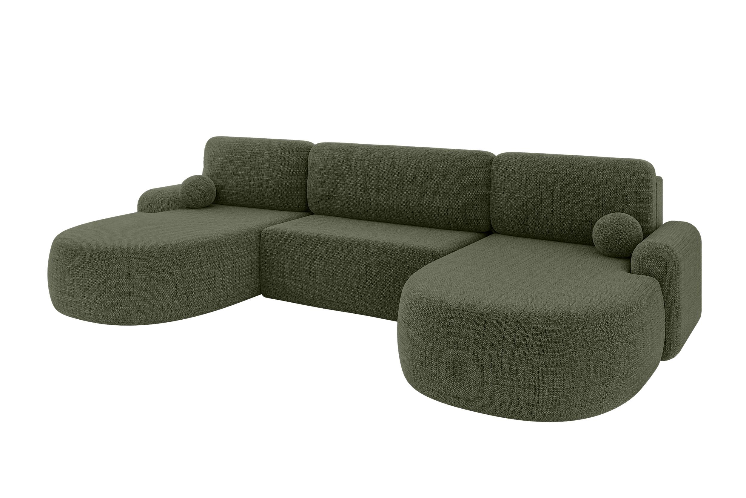 WOHNLANDSCHAFT mit Schlaffunktion und Bettkasten LIRA-U - 335x172x89 Grün - Dunkelgrün, Holzwerkstoff/Textil (335/89/172cm) - ALTDECOR
