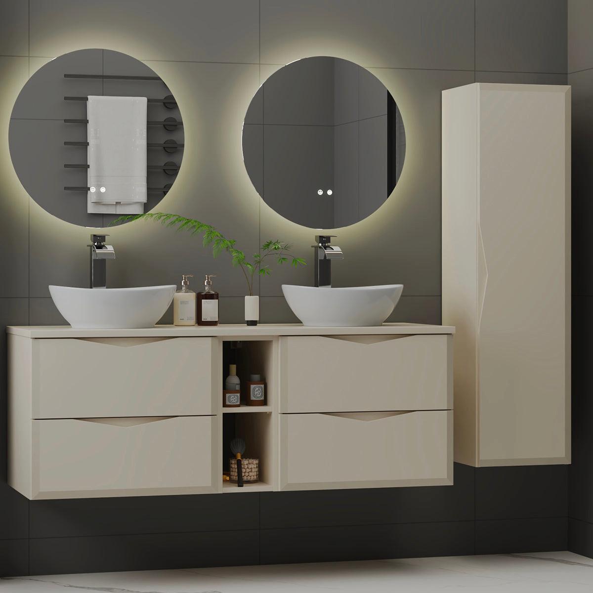 BADMÖBEL 140.6cm Ellie 2er-Set Kaschmir - Beige, Holzwerkstoff (140.6/52.2/46.5cm) - Petits-meubles