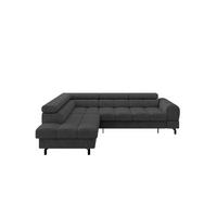 ECKSOFA mit Schlaffunktion Ottomane Links LUMA-L 272x203x70 Dunkelgrau Velours - Dunkelgrau/Schwarz, Holzwerkstoff/Kunststoff (272/203cm) - ALTDECOR