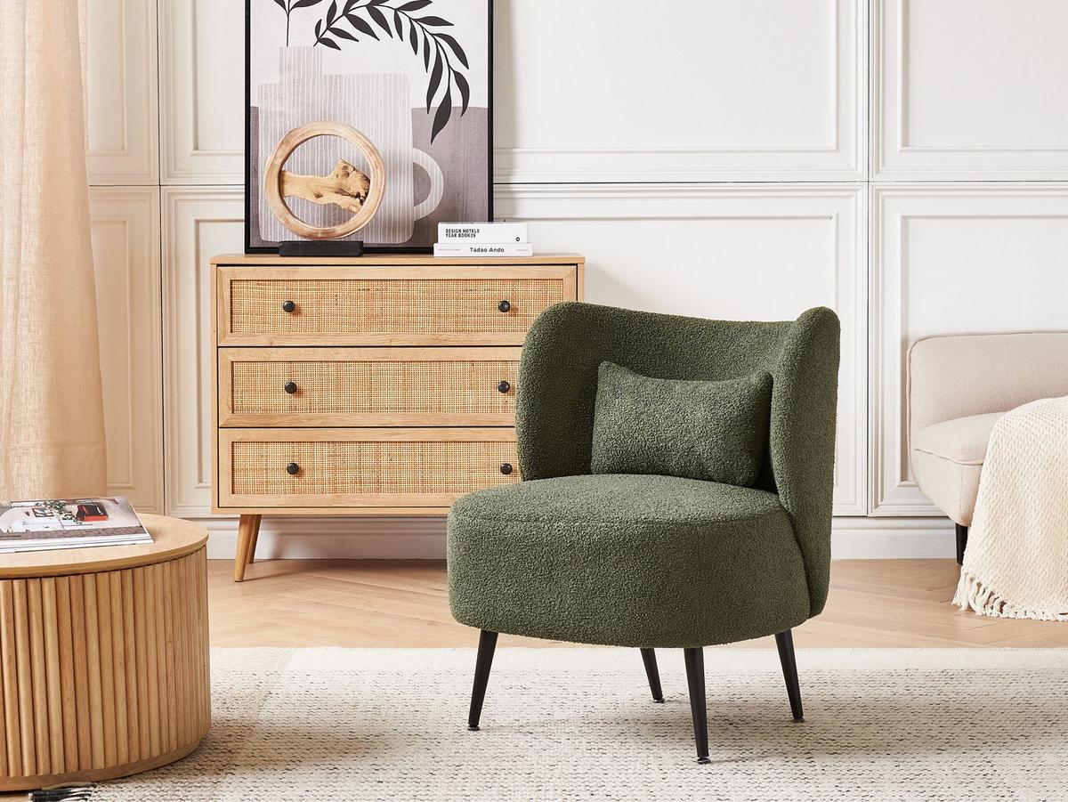 SESSEL BOUCLE Grün Otsby - Grün, Holz/Textil (60/76/55cm) - Beliani