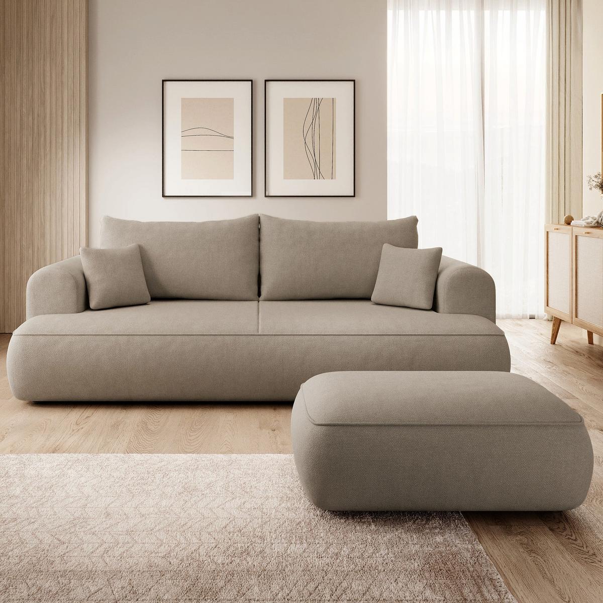 POUF Ovo 1-Sitzer 100 cm - Graubraun/Schwarz, Kunststoff/Textil (100/44/68cm) - Selsey