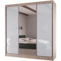 SCHWEBETÜRENSCHRANK Velis II 200/61/215 eiche sonoma+weiß - Weiß/Sonoma Eiche, Holzwerkstoff (200/215/61cm) - Beautysofa