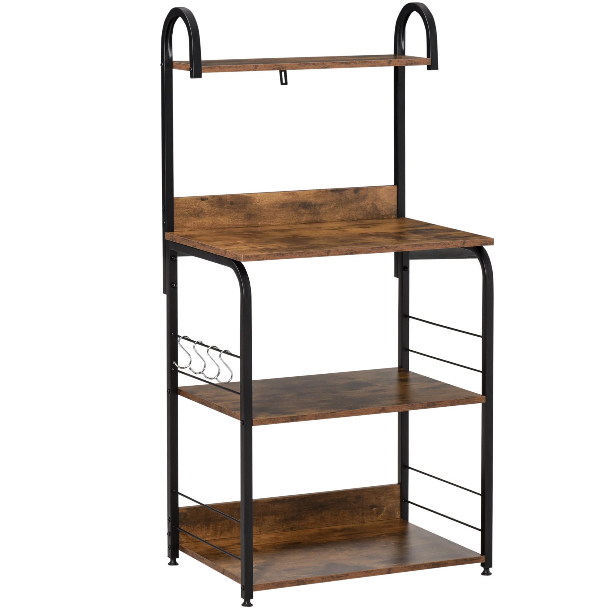 KÜCHENREGAL Holzwerkstoff Stahl Rustikal Braun - Braun, Holzwerkstoff (40/125/60cm) - HOMCOM