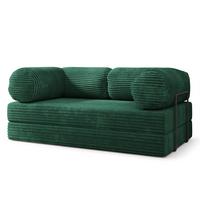 BETTSOFA ALVIO aus Schaumstoff Kordstoff Grün Schlaffunktion - Grün, Textil (170/68/80cm) - MASSENO