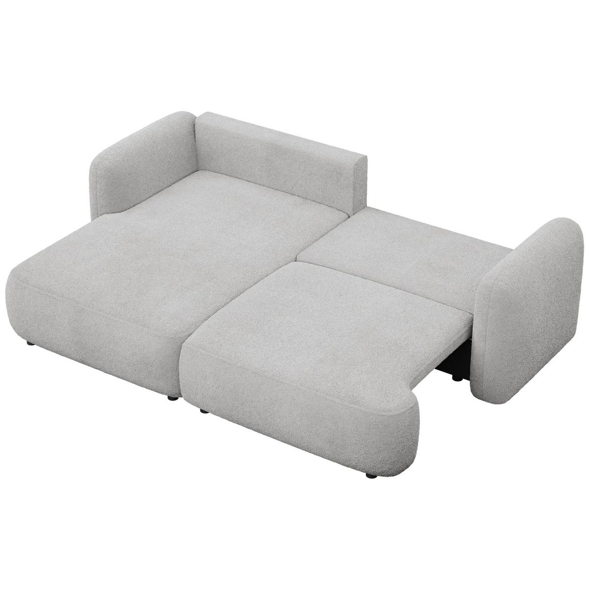 ECKSOFA Tvoya Hellgrau Bouclé - Hellgrau/Schwarz, Kunststoff/Textil (267/175cm) - Selsey