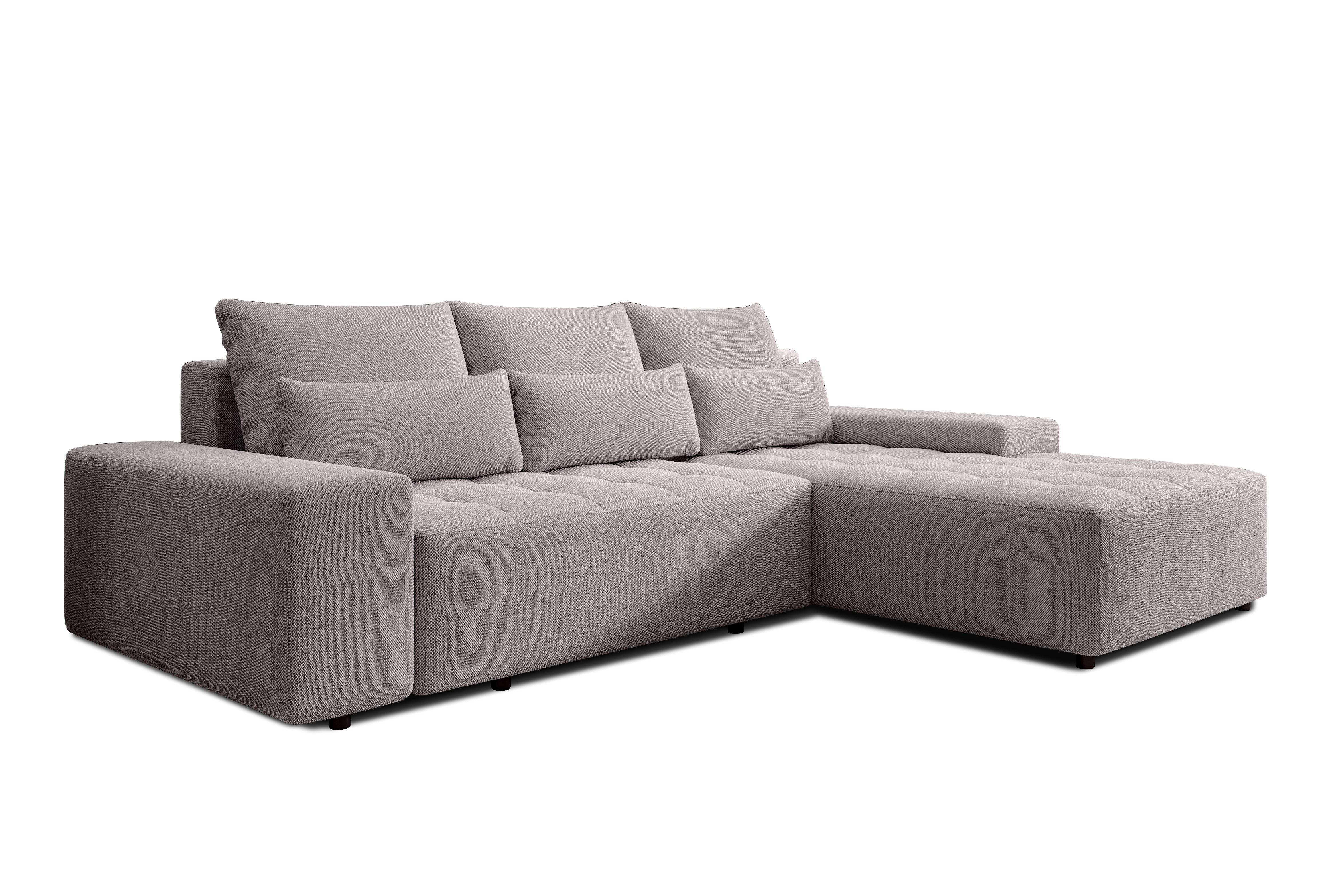 ECKSOFA L Form Alvorada Beige 280/184/88 cm – modernes Sofa fürs Wohnzimmer - Beige/Schwarz, Kunststoff/Textil (280/184cm) - AX Living