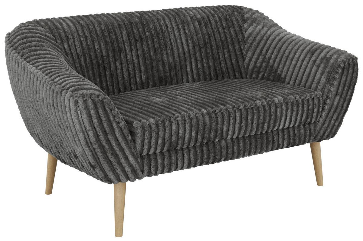 2-SITZER-SOFA PIRS - Grau Cord - Holzbeine - Buchefarben/Grau, Holzwerkstoff/Textil (140/75/74cm) - MKS
