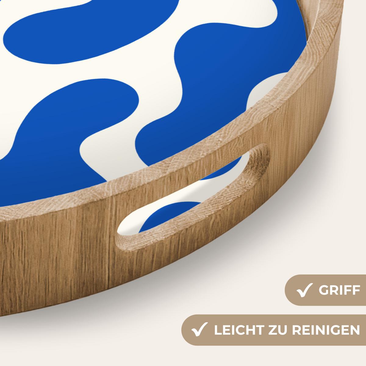 TABLETT Formen - Abstrakt - Blau - Wellen 50x50 cm - Blau, Holz (50/5/5cm) - OnlyWow