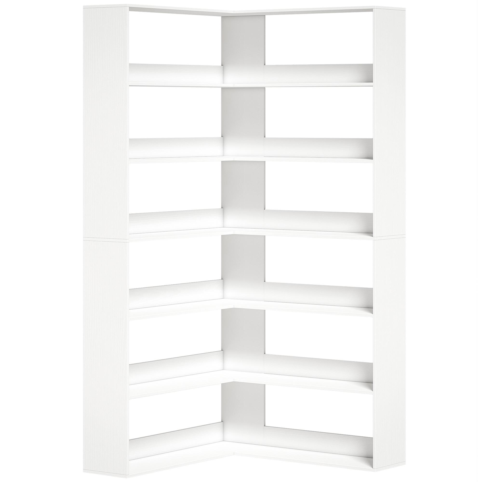 BÜCHERREGAL Spanplatte Weiß - Weiß, Holzwerkstoff (90/180/90cm) - HOMCOM