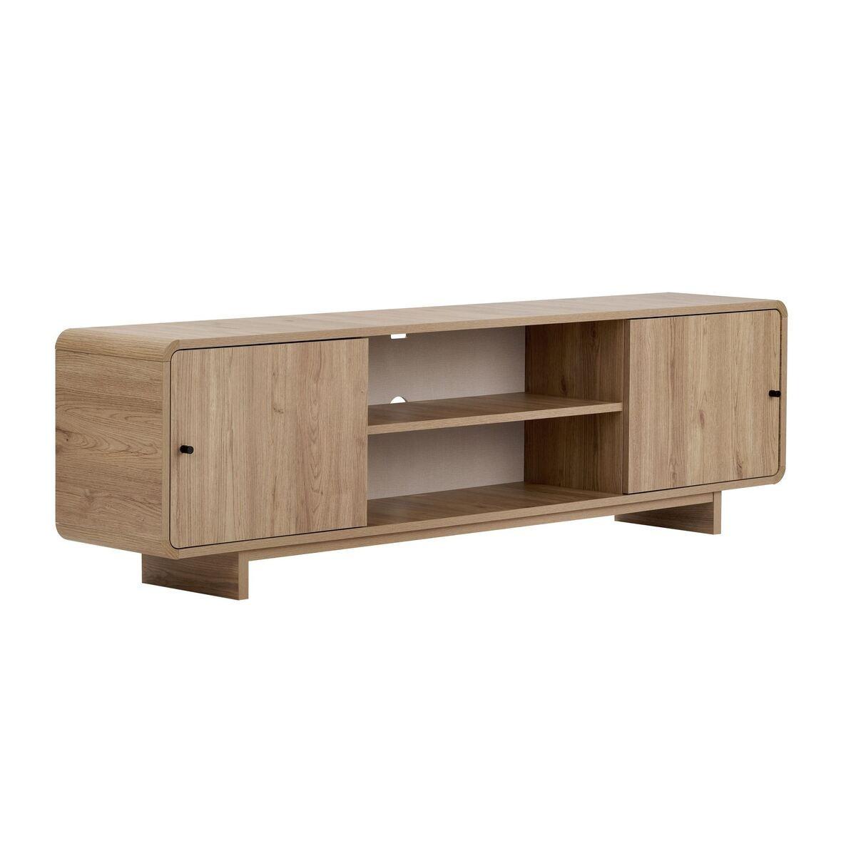 TV-MÖBEL mit 2 Türen, 2 Fächern und abgerundeten Kanten 34/52/180 cm - Eichefarben, Holzwerkstoff (34/52/26cm) - Calicosy