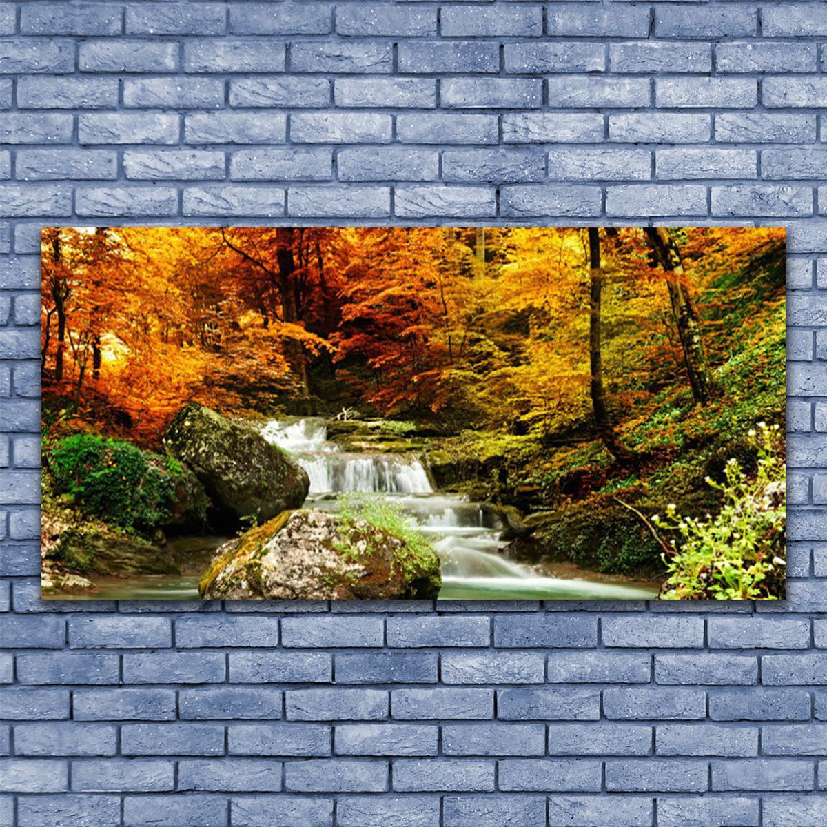 LEINWANDBILD 140x70 cm Herbstlandschaft - Dunkelgrün/Orange, Textil (140/4cm) - TULUP
