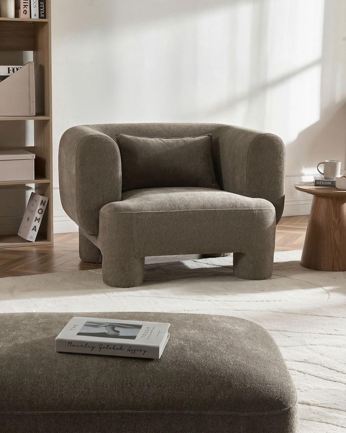SESSEL Stoff Braun Hogbo - Braun, Textil (110/73/93cm) - Beliani