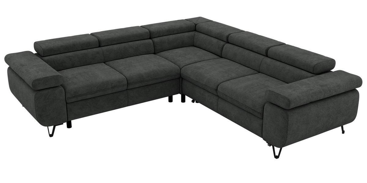 ECKSOFA QUADRO L - Dunkelgrau Stukture - Links Seite - Dunkelgrau/Schwarz, Textil/Metall (269/269cm) - MKS
