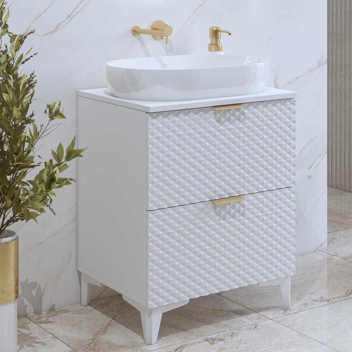 WASCHTISCHUNTERSCHRANK 60.4cm Cléa Weiß - Weiß, Holzwerkstoff (60.4/62.6/48.5cm) - Petits-meubles