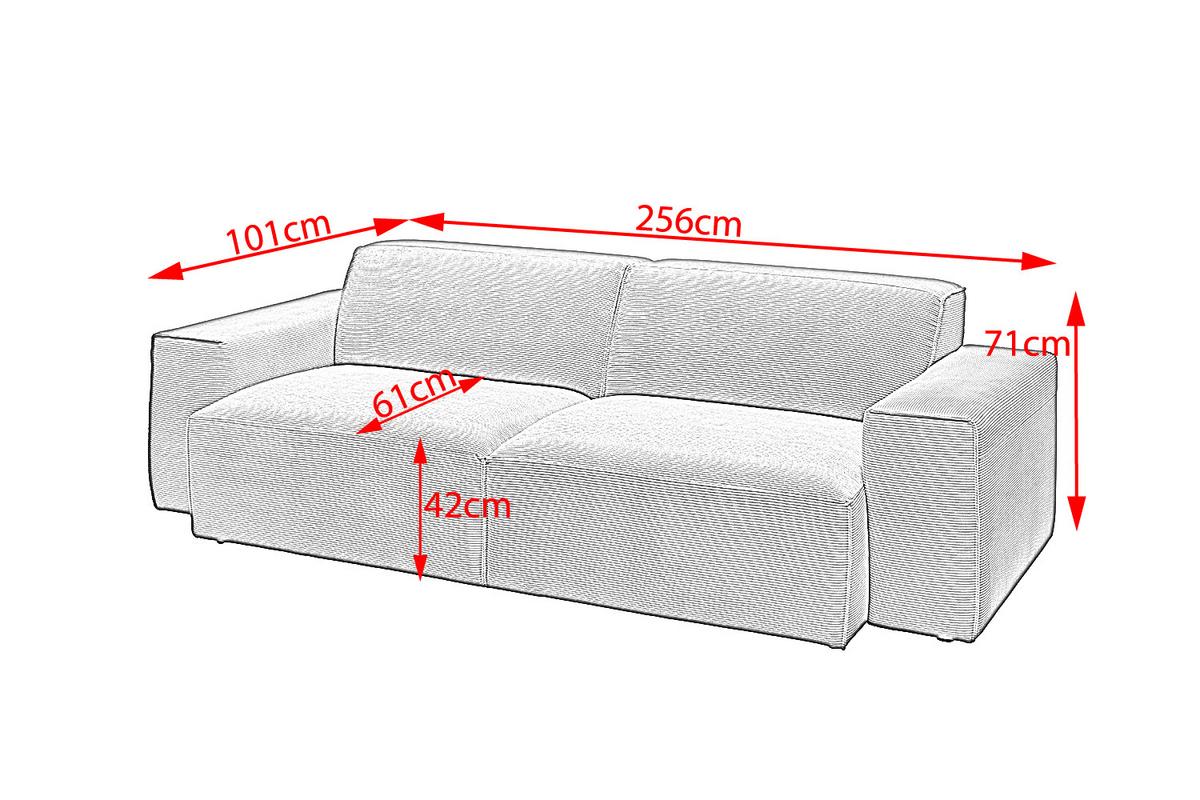 SOFA RANI Anthrazit Cord - Anthrazit/Schwarz, Kunststoff/Textil (256/71/101cm) - KAWOLA