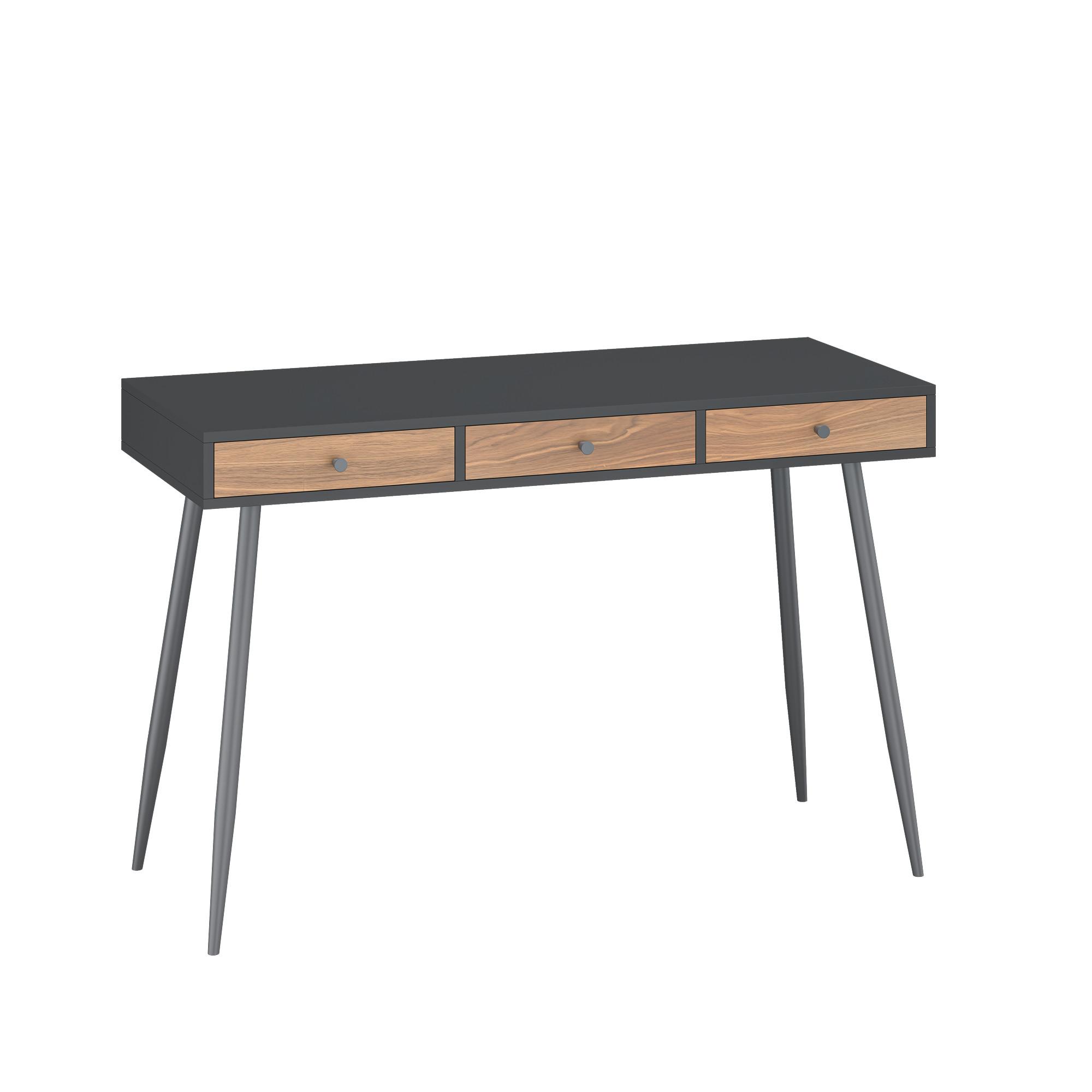 SCHREIBTISCH Tumba - Walnussfarben/Schwarz, Holzwerkstoff/Metall (48/115/76cm) - [en.casa]