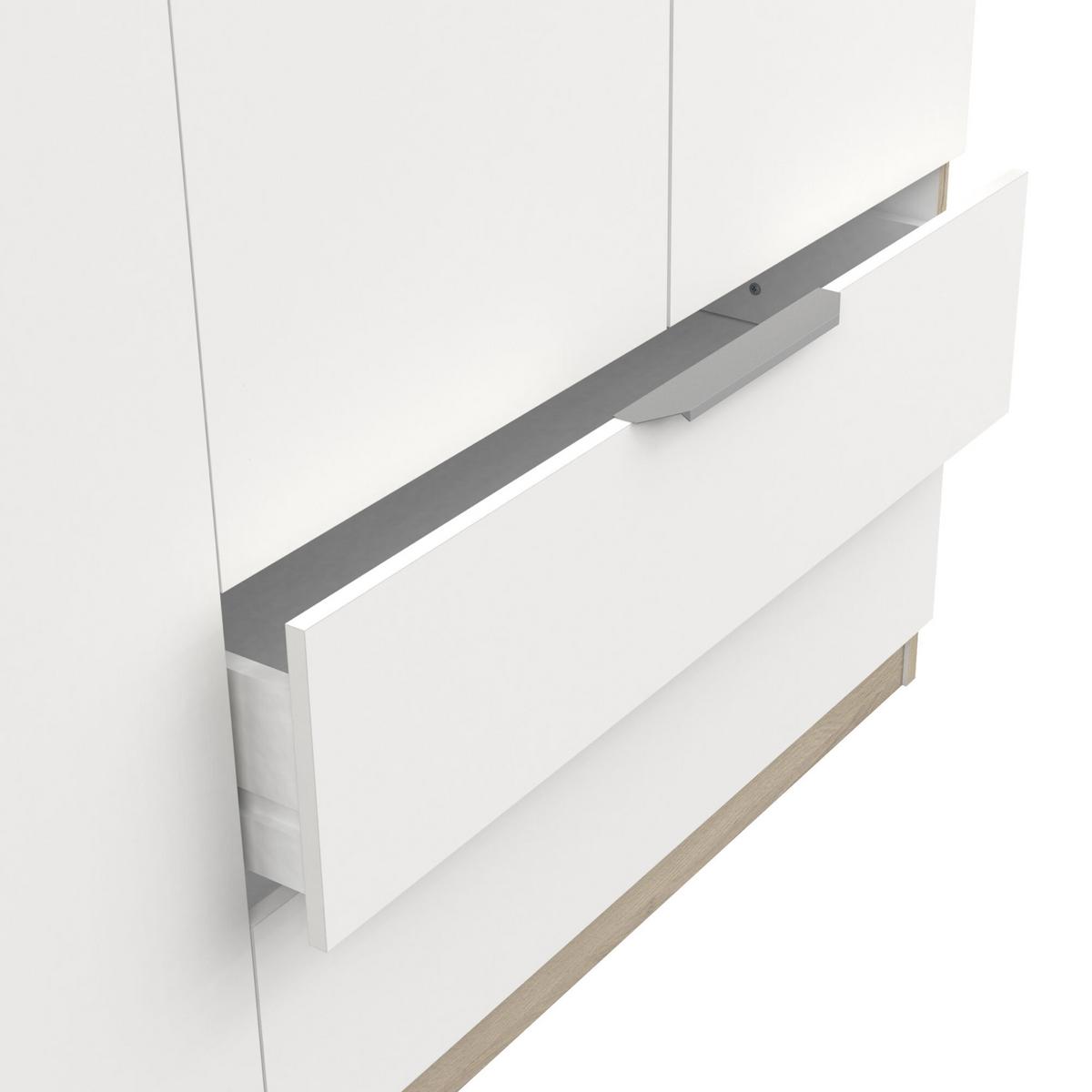 KLEIDERSCHRANK mit 4 Türen und 2 Schubladen Ghost - L157,3 cm - Weiß/Sonoma Eiche, Holzwerkstoff (51.1/203/204.5cm) - Demeyere