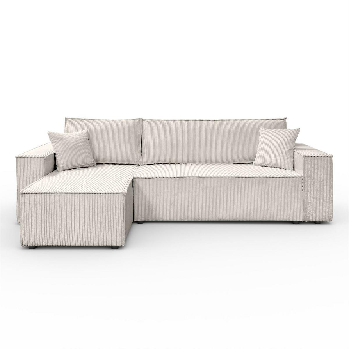 GEPOLSTERTES Ecksofa CARLOS L, Poso 100 - Ecru, Textil (247/143cm) - Lookway