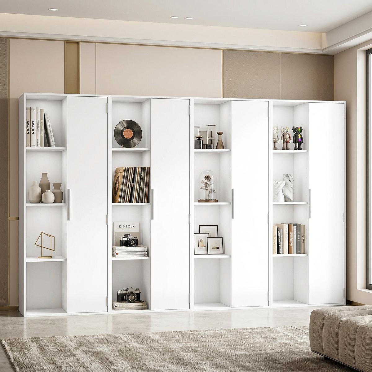 BÜCHERSCHRANK Spanplatte MDF Weiß - Silberfarben/Weiß, Holzwerkstoff/Kunststoff (35/160/60cm) - HOMCOM