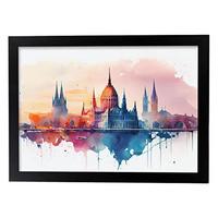 POSTER Budapest Im Aquarell-Stil. A4 Rahmenlos - Klar, Papier (29.7/5/21cm) - Nacnic
