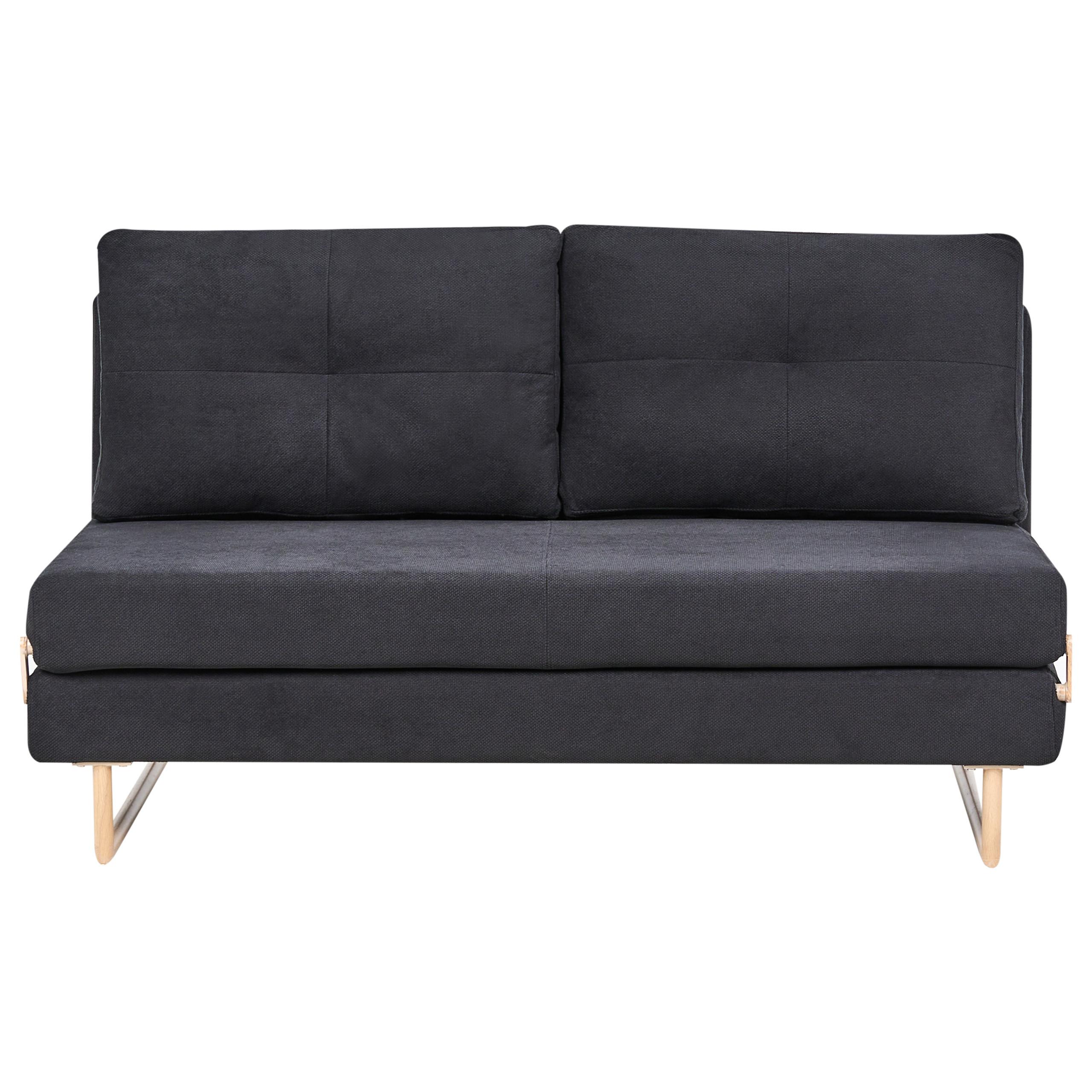 SCHLAFSOFA 3-Sitzer Stoff Schwarz Jerslev - Hellbraun, Textil (150/87/84cm) - Beliani