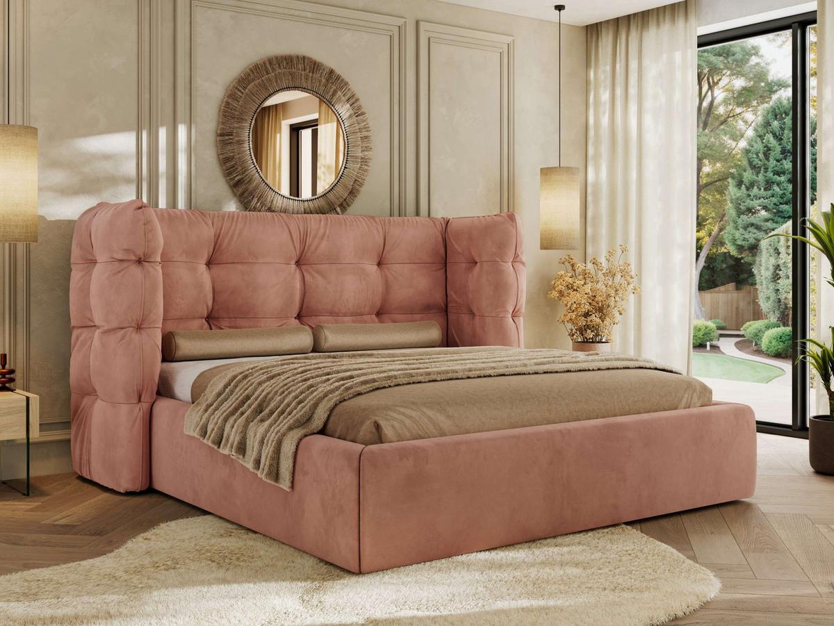 POLSTERBETT FLONELLE CLASSIC 140/200 - Rosa Velvet - Multipocket-Matratze - Rosa, Textil (140/200cm) - MKS