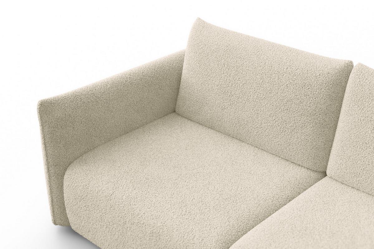 SOFA TAUER 3-Sitzer, Bouclé-Stoff ecru - Ecru/Schwarz, Holz/Textil (206/84/112cm) - Courtois Laville