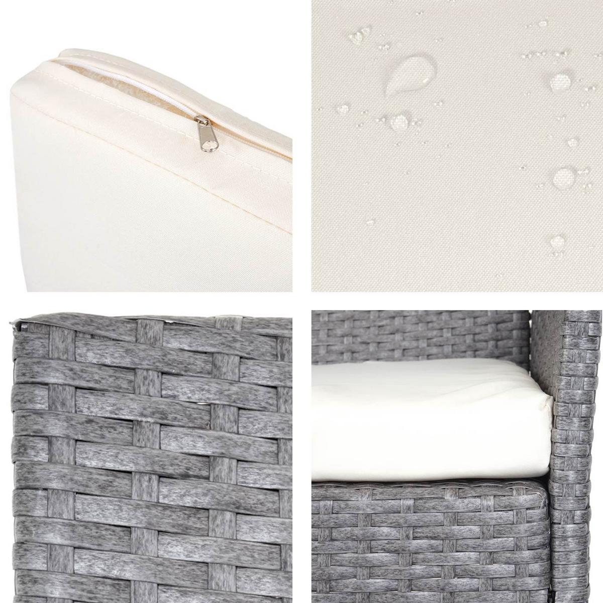 POLY-RATTAN SESSEL HALDEN Grau, Cremeweiß 2er-Set - Creme/Grau, Kunststoff (59/83/60cm) - MCW