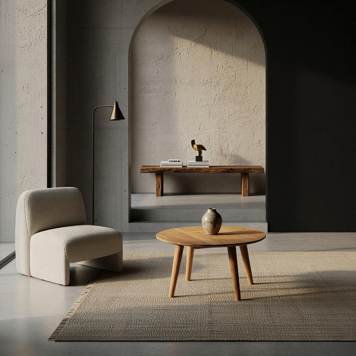 COUCHTISCH Rund Akazie Massivholz 75cm - Stabile Holzbeine, Pflegeleicht, Handgefertigt - Beige/Braun, Holz (75/75/40cm) - KADIMA DESIGN