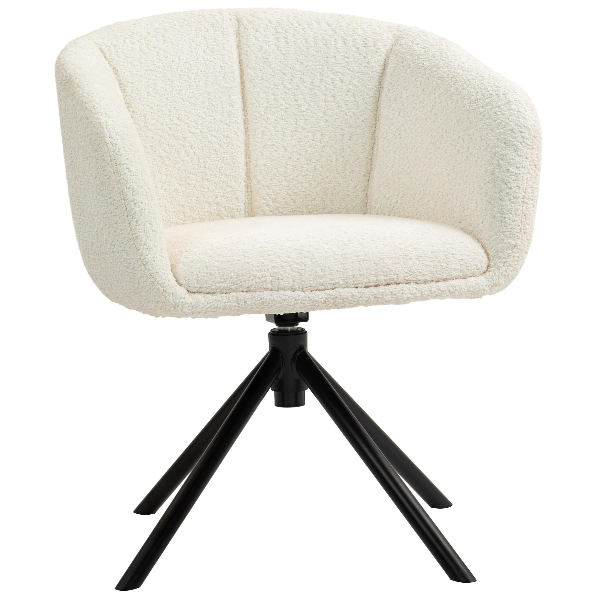 ARMLEHNENSTUHL Loungesessel mit Armlehne, 360° Drehfunktion, Leinenoptik, Cremeweiß - Creme, Kunststoff (58.5/78.5/59cm) - HOMCOM