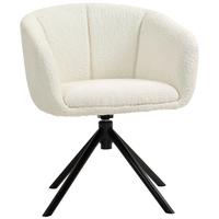 ARMLEHNENSTUHL Loungesessel mit Armlehne, 360° Drehfunktion, Leinenoptik, Cremeweiß - Creme, Kunststoff (58.5/78.5/59cm) - HOMCOM
