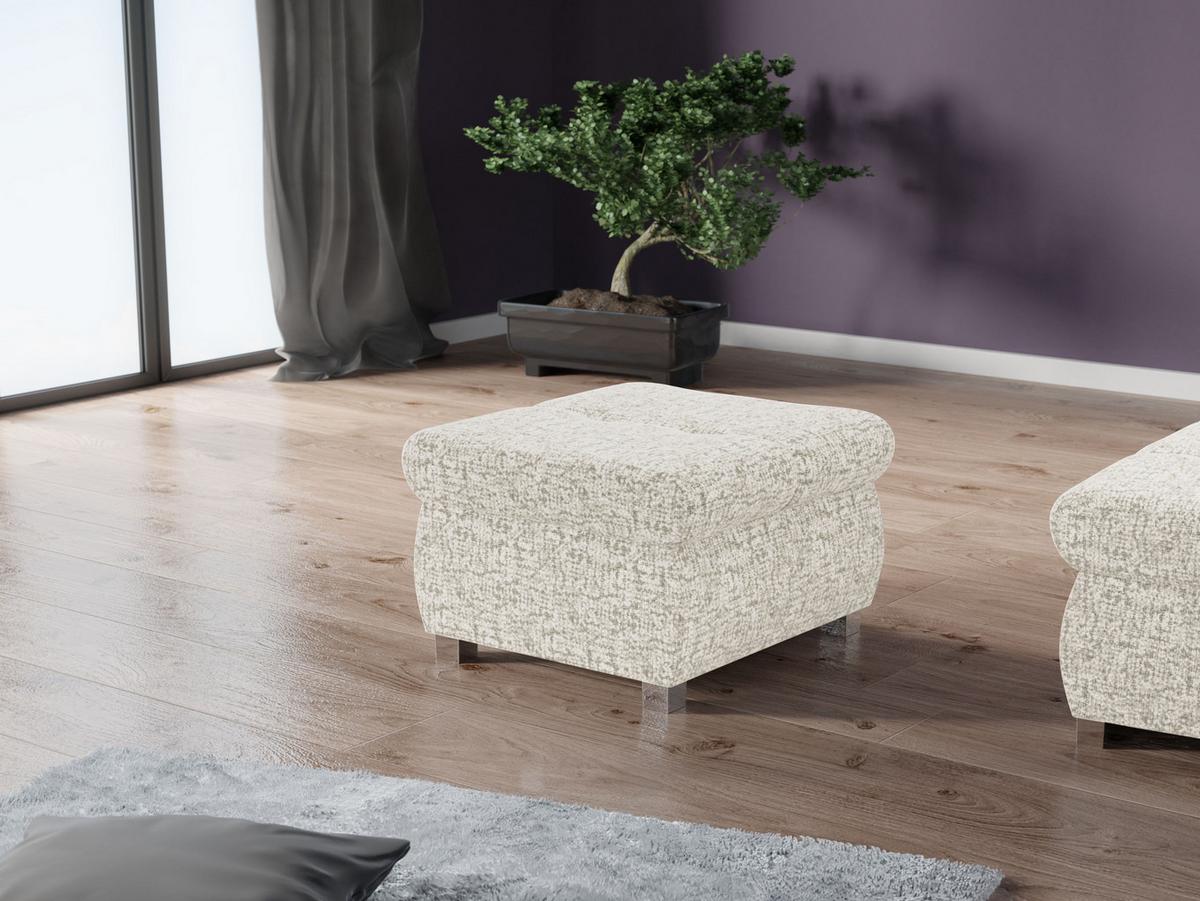 POLSTERHOCKER Orkan Klein - Sandfarben/Silberfarben, Holz/Textil (60/39/60cm) - MIRJAN24